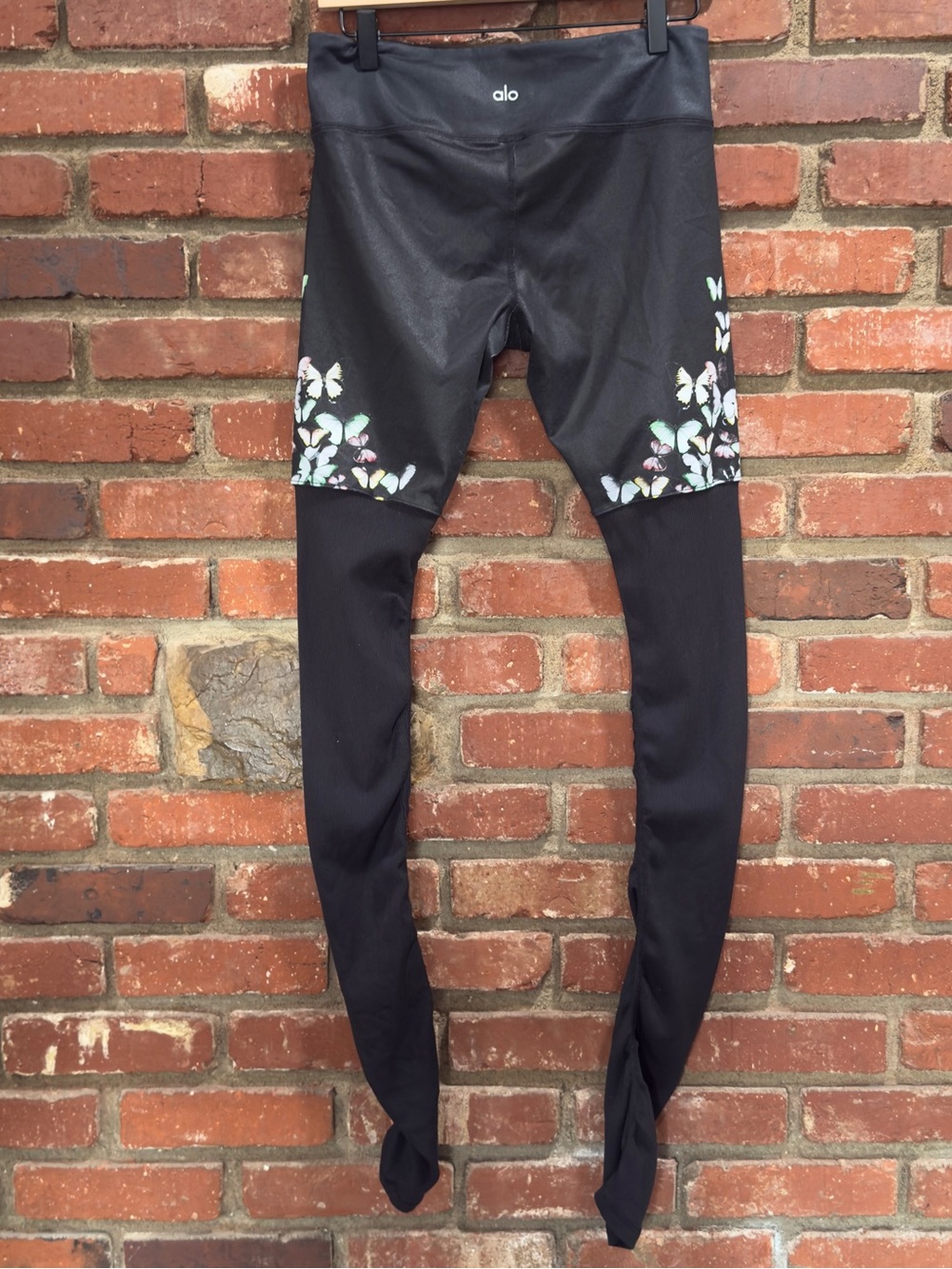 ALO Yoga womens Black Gypset Goddess Butterfly Leggings Size large extra long - Picture 2 of 13